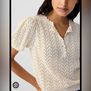 Gap × DÔEN Linen-Blend Pointelle Sweater-NWT